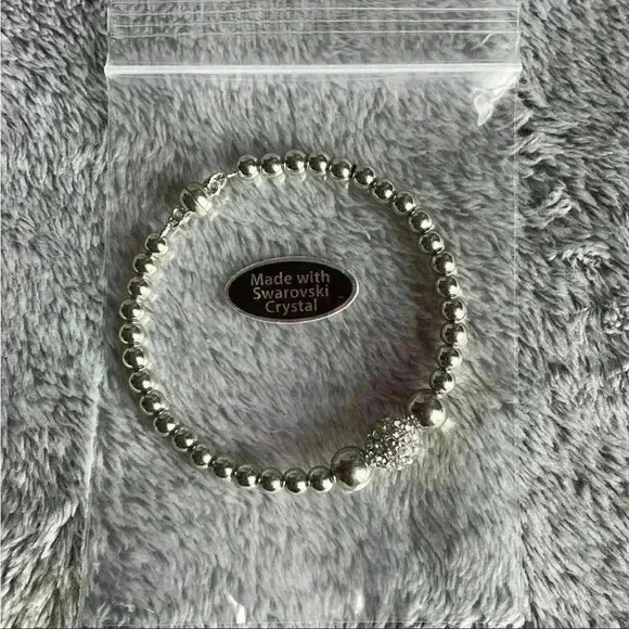 Swarovski Elements Bracelets - Silver Beaded Bracelet w/ Magnetic Clasp New - Picture 8 of 8